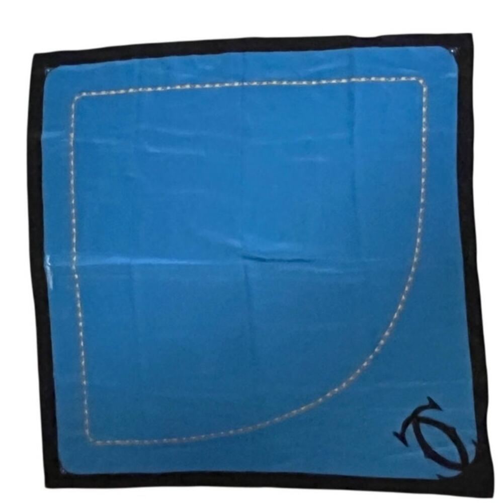 Cartier Must de Cartier Blue Silk Scarf with a chain motif Vintage 82 cm